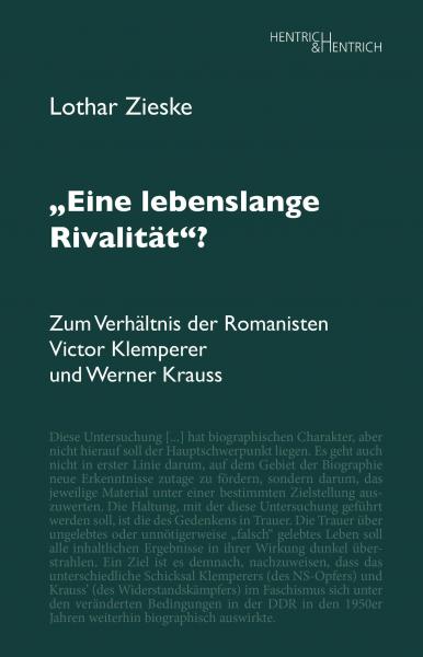 Cover „Eine lebenslange Rivalität“?, Lothar Zieske, Jüdische Kultur und Zeitgeschichte